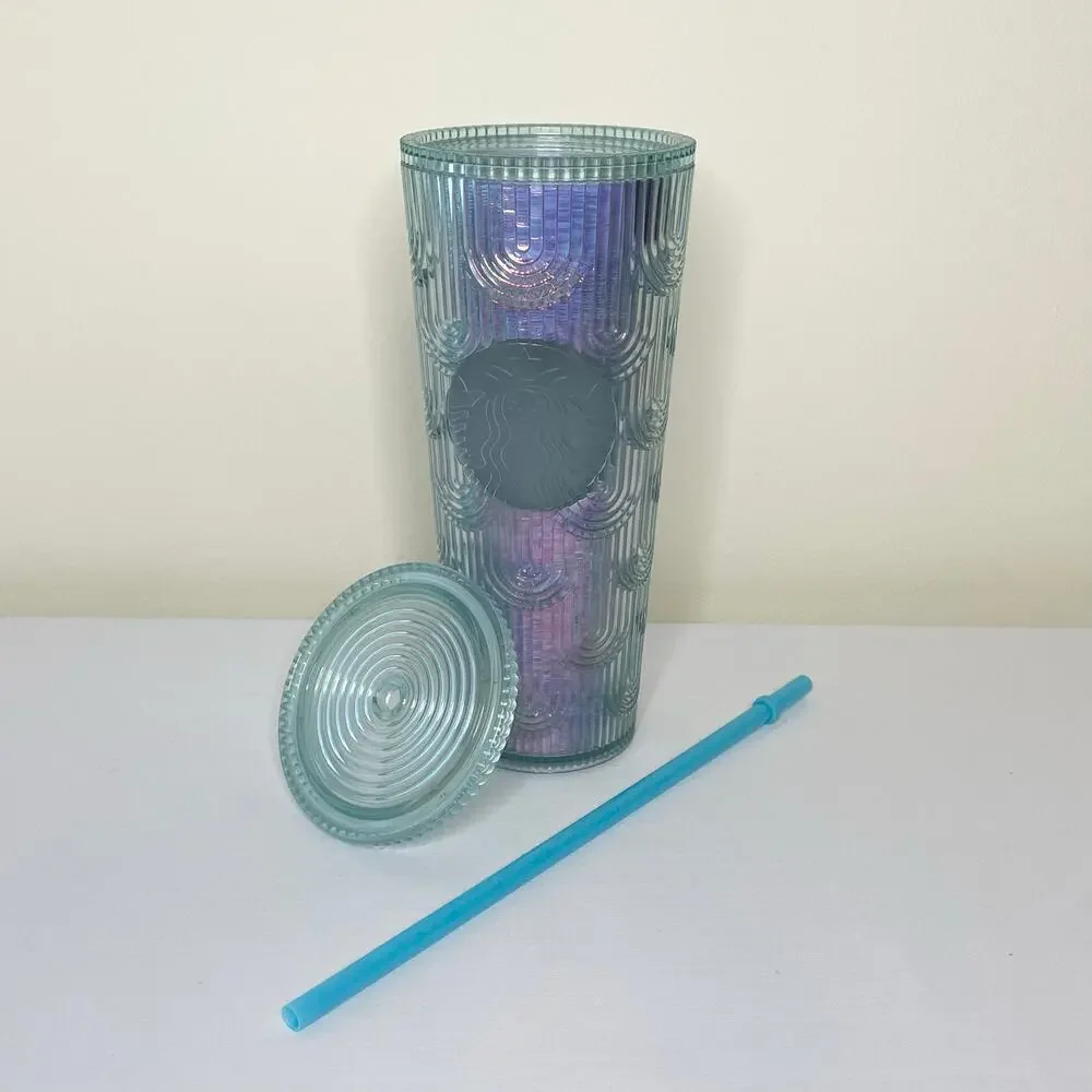 Starbucks Spring Iridescent Mermaid Scales Grid Tumbler 24oz Venti 2022